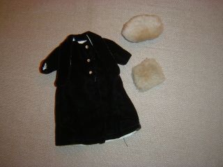 Vintage Barbie - Barbie Clone Black Velvet Coat And Fur Hat And Muff