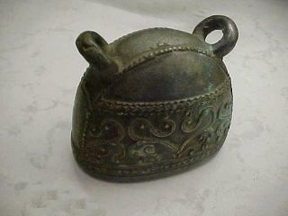 Antique Primitive Heavy & Detailed Brass Yak Bell From Tibet Nepal