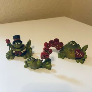 Rare Vintage Set Of 3 Russ Berrie Toadily Yours I Love You Figurines
