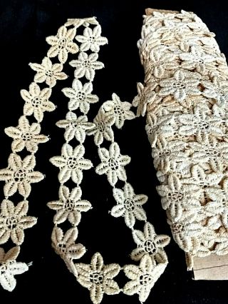Vintage Antique Ivory Flowers Lace Trim / Edging 10 Yards Sewing Crafts Projects