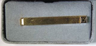 Vintage Christian Dior Cd Gold Tone Black Enamel Tie Clip Clasp