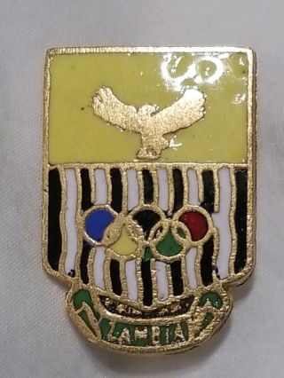 Zambia 1984 Very Rare Olympic Team Noc Badge Pin.  Yellow