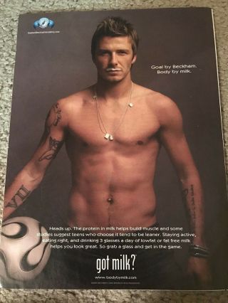 Vintage 2006 David Beckham Got Milk? Poster Print Ad Rare