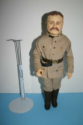 Vintage 1984 Effanbee Teddy Roosevelt Rough Rider Doll Action Figure W/stand