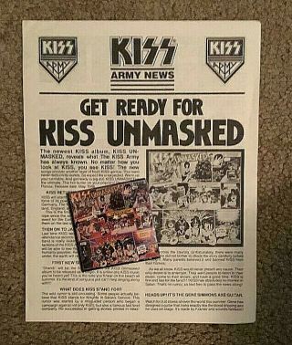 Kiss 1980 Kiss Army Newsletter,  Eric Carr Get Ready For Unmasked,  Aucoin,  Rare