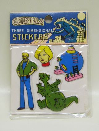 Vintage 1979 Rare Godzilla Puffy Stickers H.  B.  P.  Toho Co.  Ltd Noss