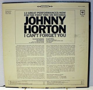 Rare Country LP - Johnny Horton - I Can ' t Forget You - Columbia CS 9099 2