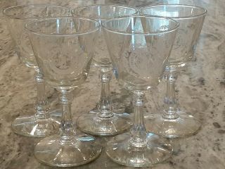RARE Vintage Set of 5 VIRGINIA MILITARY INSTITUTE VMI COCKTAIL WINE GLASSES 2
