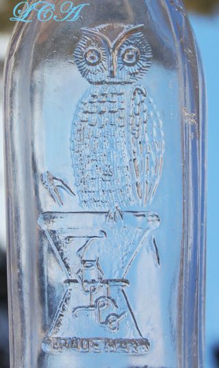 SCARCE to RARE miniature OWL DRUG Whiskey Top bottle w/ pic of owl GREAT detail 2