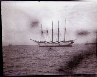 Rare Sailing Ship Sv Prescott Palmer Boston 2 Negatives 1 Photo 5 Mast Schooner