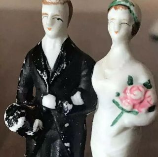 Antique/vintage Bisque Bride And Groom Figurine / Doll " Our Wedding Day " On Base