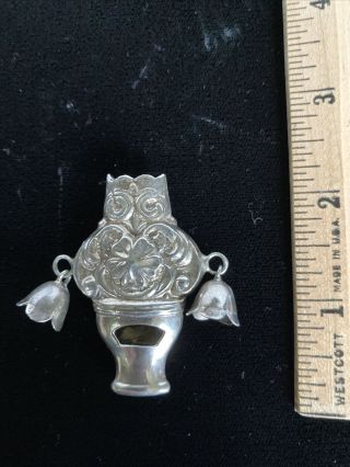 Vintage Sterling Silver Owl Baby Rattle And Whistle