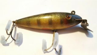 Vintage Creek Chub Wiggler Fishing Lure.  In Perch.  Old Lure.  Hand Painted Gills.