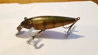Vintage Creek Chub Wiggler Fishing Lure.  In Perch.  Old Lure.  Hand Painted Gills. 3