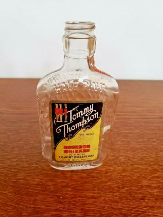 Vintage Rare Tommy Thompson Bourbon Whiskey Liquor Bottle Flask Advertising