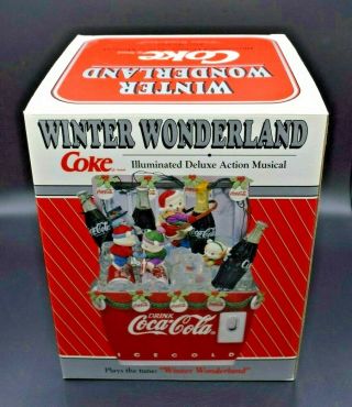 Rare Enesco Coca Cola Winter Wonderland Illuminated Deluxe Action Musical Cooler