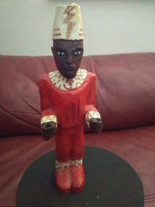 Hand Carved & Hand Painted African Man,  Wooden Statue Folk Art Sculpture 11”