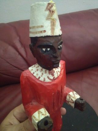 Hand Carved & Hand Painted African Man,  Wooden Statue Folk Art Sculpture 11” 3