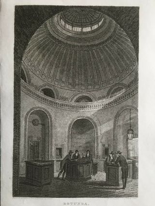 1816 Antique Print; Rotunda At The Bank Of England,  London After Neale