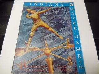 1941 Indiana Vs.  Notre Dame Irish Ncaa Football Program Notre Dame Stadium Rare
