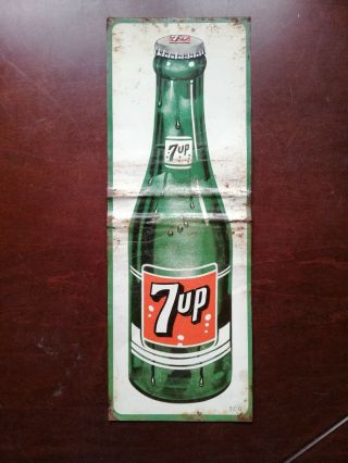 Vintage Mexican 7up Seven Up Soda Tin Metal Sign From 60 