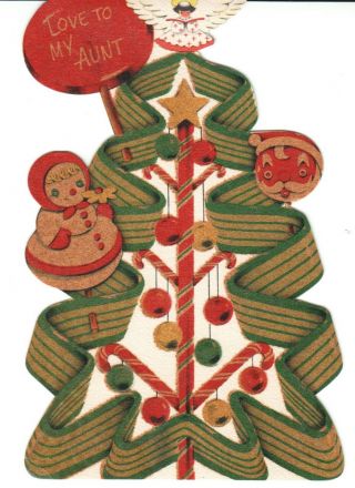 Vintage Ribbon Candy Christmas Tree Rare Htf Greeting Card Norcross