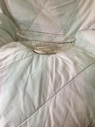 Vintage Raimond Silverplate Wire Bread Fruit Basket Bowl 12 X 7 Inches Oval