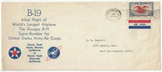 Old United States First Flight Cover Douglas B - 19 Dated 1941 Very Rare