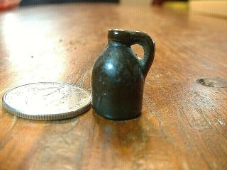 Antique Miniature Brown Stoneware Pottery Handled Jug 3