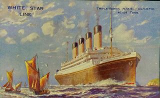 Rare Rms Olympic Ocean Liner White Star Line Titanic Sister Steamship 1910
