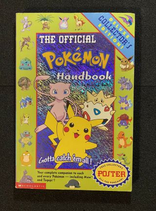 The Official Pokemon Handbook Vol 1 & Poster Rare 1999 First Print Collectible