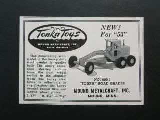 Vtg Rare 1953 Dealer Ad – Tonka Trucks Diesel Road Grader 600 600 - 3 1950’s