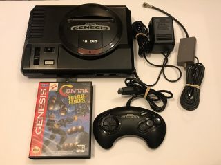 Sega Genesis Console W/ Contra Hard Corps In Case Great Rare