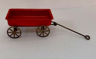 Dollhouse Miniature Vintage Red Metal Wagon 1:12 Scale Fairy Garden