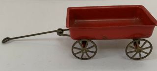 Dollhouse Miniature Vintage Red Metal Wagon 1:12 Scale Fairy Garden 2