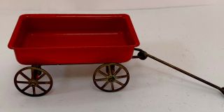 Dollhouse Miniature Vintage Red Metal Wagon 1:12 Scale Fairy Garden 3