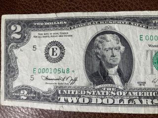 1976 $2 Dollar Bill Star Note Rare Issue,  Extremely Low Printing Run Of 640k