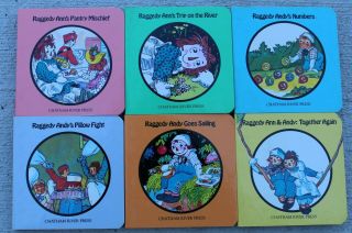 1984 Vintage Mini Book Set Of 6 Little Treasury Of Raggedy Ann & Andy Board Book