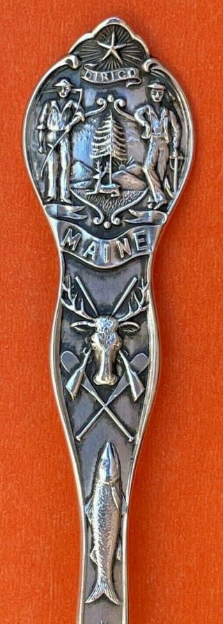 Fancy Portland Maine Longfellow’s Home Sterling Silver Souvenir Spoon