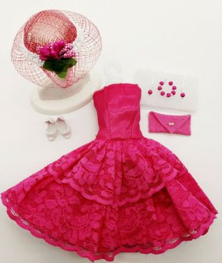 Barbie Fashion Pastel Hot Pink Embroidered Party Dress Special Offer,  More
