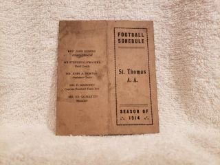 Ultra Rare University Of St.  Thomas Minnesota 1914 Football Schedule,  Wow -