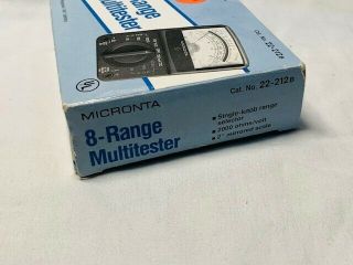Vintage Radio Shack Micronta 8 Range Multitester 22 - 212B OHMS Volt 3