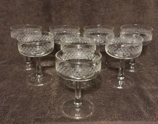 8 Rare Vintage Champagne Coupe Glasses Cut Crystal Cocktail Sherbets Stemware
