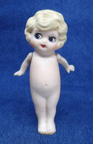 Vintage 6 " All Bisque Doll Blond Betty - Boop Type Carnival Kewpie Flapper Japan
