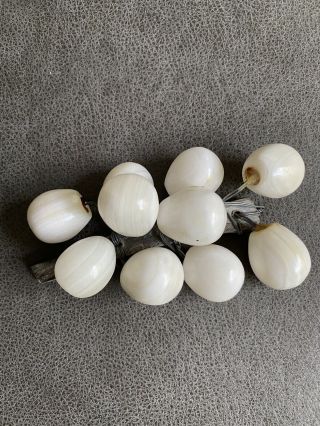 Vintage Italian Alabaster Marble Stone Grapes With Wood Stem Mid - Century