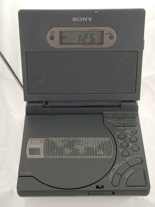 Vintage Sony Am/fm/cd World Alarm Clock Radio Icf - Cd1000 Mega - Bass