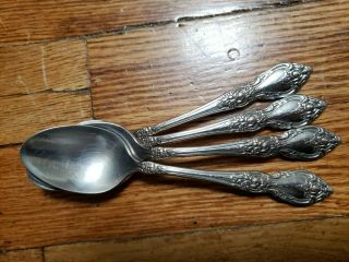 4 Antique Vintage Collectable Oneida Stainless Steel Tea Spoons 6 " - U.  S.  A.