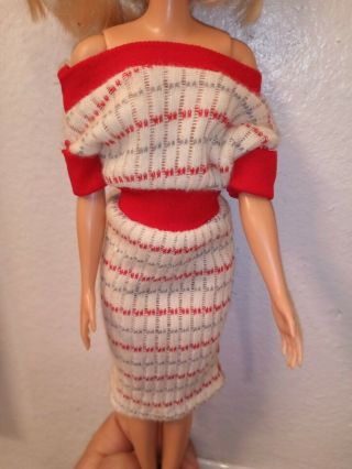 Vintage Barbie Red White Blue Mini Dress 1960’s Mod Buttons On Side