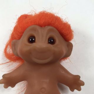 Vintage Dam Troll Doll Approximately 3” Orange Hair Brown Eyes Norfin China