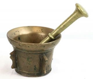 Antique Vintage Brass Mortar And Pestle Patina Grinder Bowl For Herbs Small